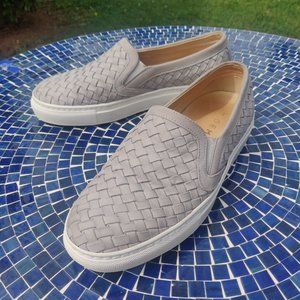 M. Gemi Cerchio Woven Leather Slip on Sneakers 👟 Nubuck Light Grey